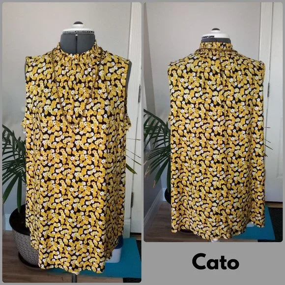 Cato Pullover Blouse w/ Elasticize Neckline - Picture 1 of 10